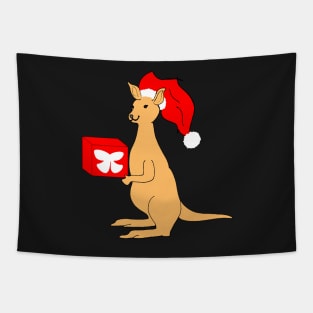 Cute Santa Claus Christmas Kangaroo with Elf hat Tapestry