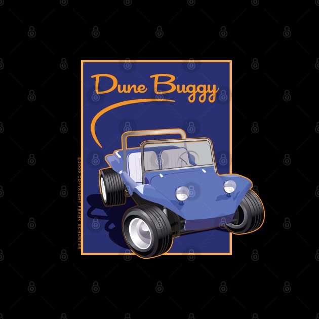 Blue Dune Buggy with Surfboard Front in Box by PauHanaDesign