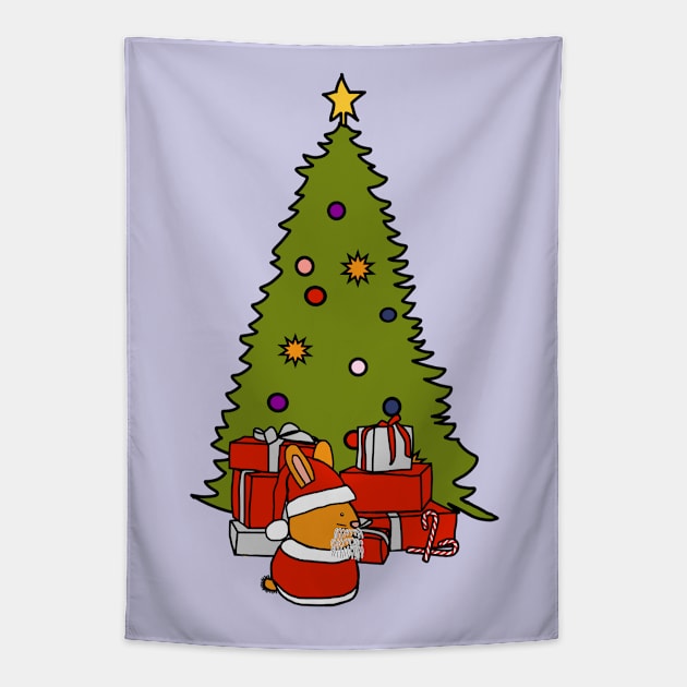 Santa Bunny and Christmas Tree Tapestry by ellenhenryart