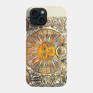 SUN AND MOON ,ZODIACAL SIGNS, ANTIQUE RUSSIAN ASTROLOGY  WOODCUT Phone Case