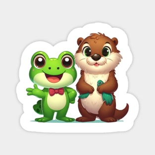 Friendly Frog & Otter Friendship Design Magnet