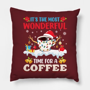 it's the most wonderful time for a coffee christmas Pillow