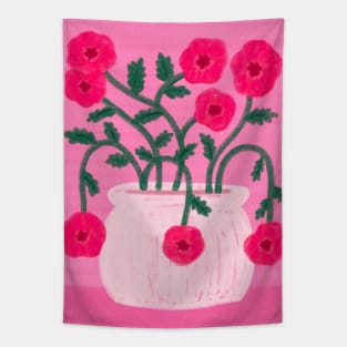 Pink Flowers Matisse Inspired Drawing Tapestry