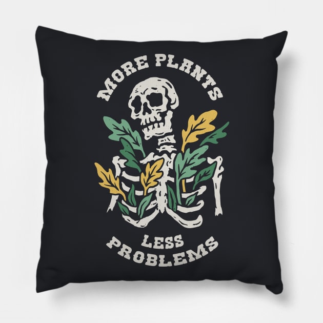 More Plants Less Problems // Funny Skeleton Gardening Pillow by SLAG_Creative