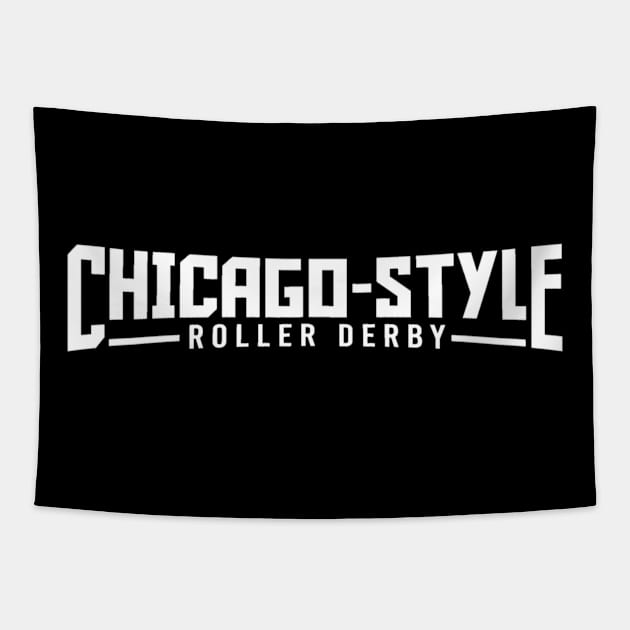 White CSRD Name Logo Tapestry by ChicagoStyleRollerDerby