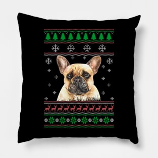 French Bulldog Ugly Christmas Sweater Funny Dog Lover Owner Gifts Pillow