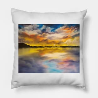 Dramatic Sky, Cloudy Sky, Beautiful Sunset, Waterscape, Skyscape, gorgeous sky, water and sky Pillow