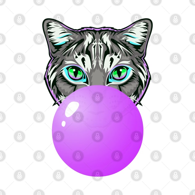 Purple Bubblegum Cat by 1001Kites