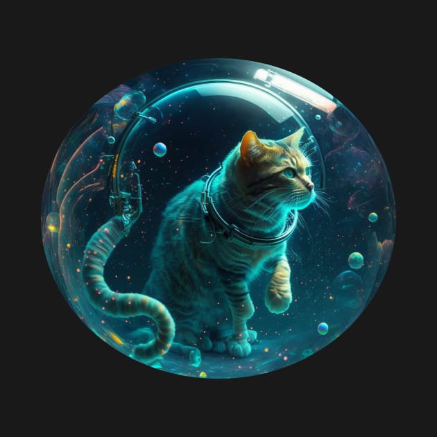 Cat inside a blue water bubbles by Kileykite 