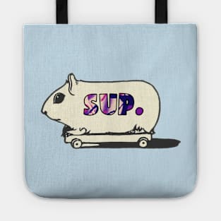 Sup gerbil on a skateboard text Tote