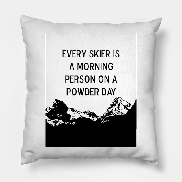 Ski Powder Mountains Pillow by theaspenridge