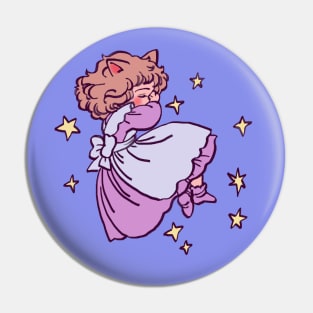 I draw pink pastel chibi neko sleeping with the stars / the star of cottonland Pin