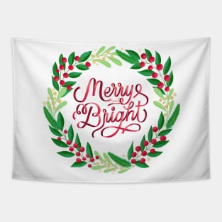 Christmas wreath: Merry and bright Tapestry