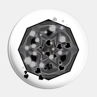Spades on gray kaleidoscope Pin
