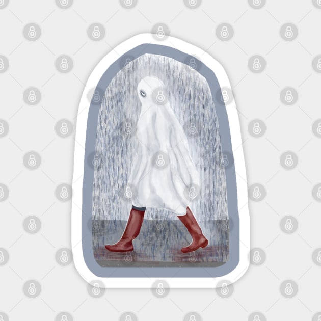 Sad Ghost in the Rain Magnet by Animal Surrealism