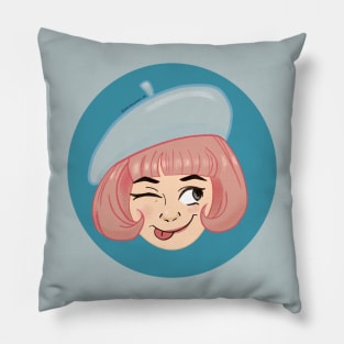 Girl with beret Pillow