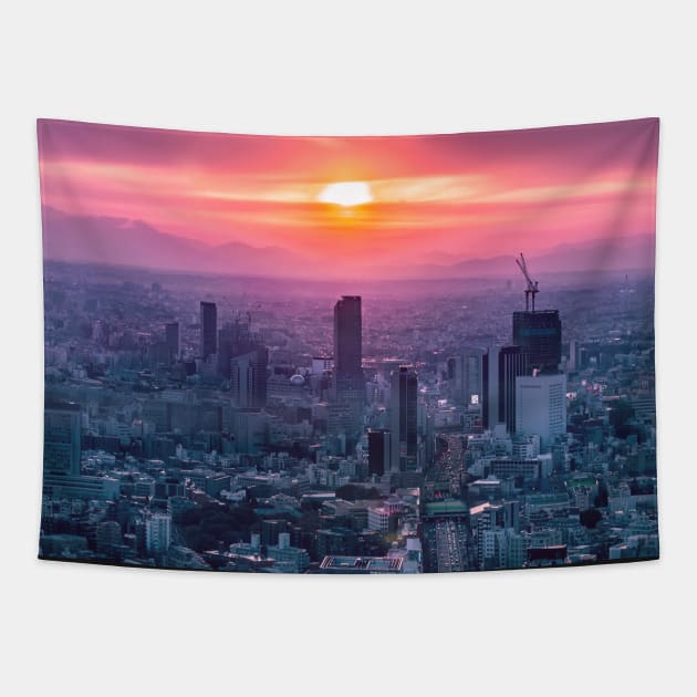 Sunset over Tokyo Tapestry by TokyoLuv