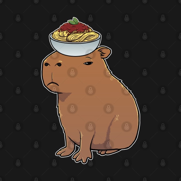 Capybara with Spaghetti Bolognese on its head by capydays