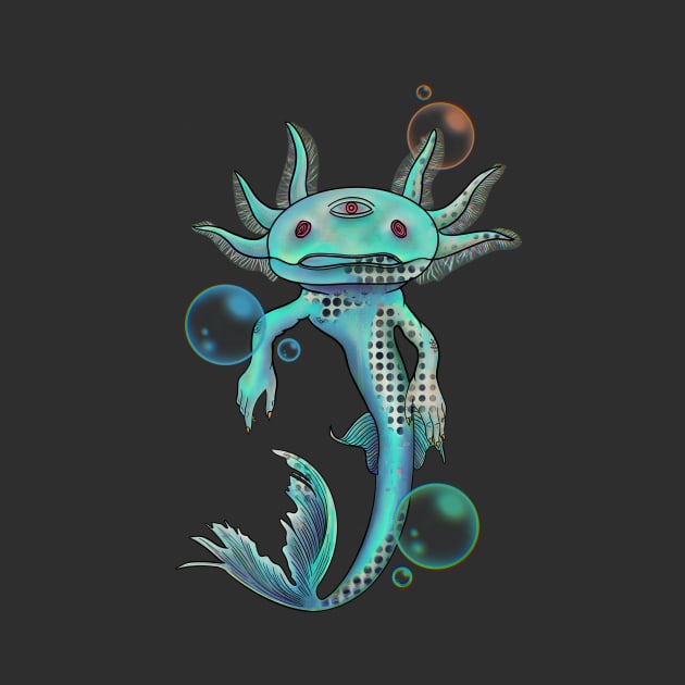 Glitchy Psychedelic Axolotl by syans_ashes