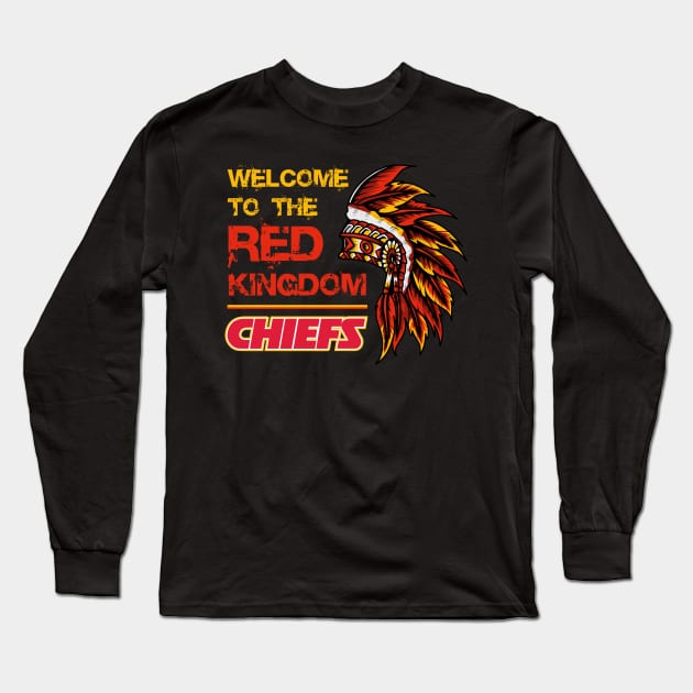 fineaswine Welcome to The Red Kingdom - Kansas City Chiefs - Patrick Mahomes Long Sleeve T-Shirt