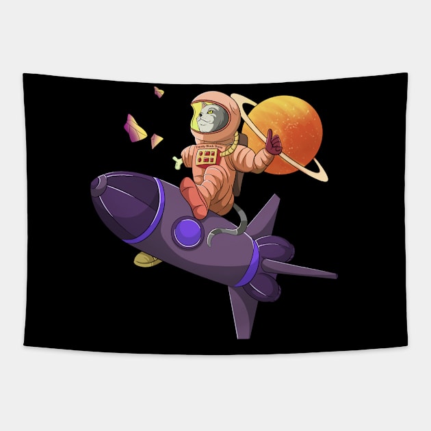 Zombie Astronaut Space Cat Tapestry by Trendy Black Sheep