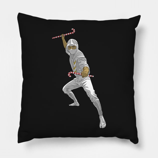 Black and White Christmas Ninja Pillow by AyotaIllustration