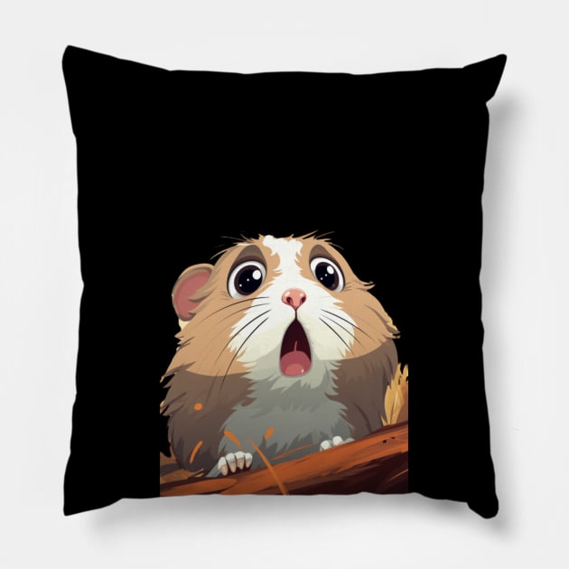 Scared Hamster Meme, gift present ideas Pillow by Pattyld