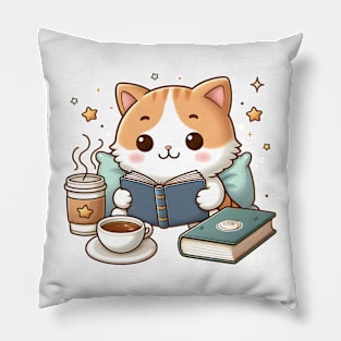 Cats, coffee and books - the best of life Pillow