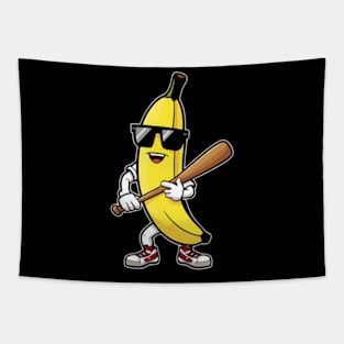 Banana playing baseball fruit lover baseball playser Tapestry