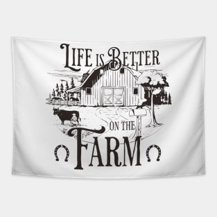 Retro Farm life is better cowboy Tapestry