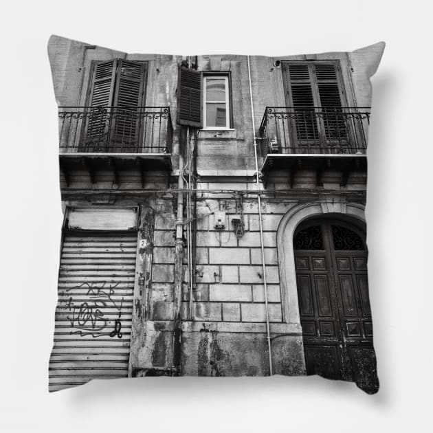 ABANDONED SICILIAN SOUND Pillow by SILVA_CAPITANA