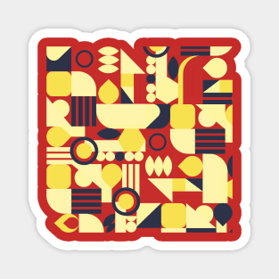 geometric pattern abstract  yellow red Magnet