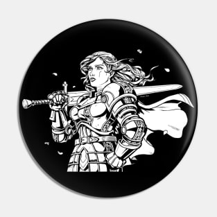 Woman in Armor with Sword - Paladin Drawing Pin