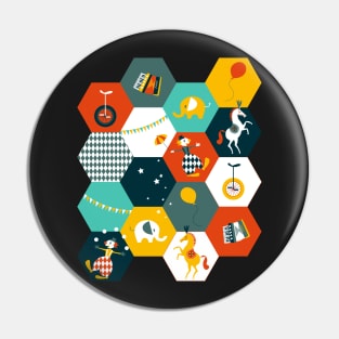 Hexagon Circus - turquoise-yellow-rusty red Pin