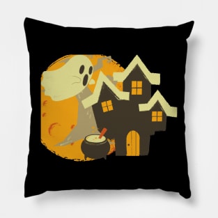 Haunted Halloween Mansion Pillow