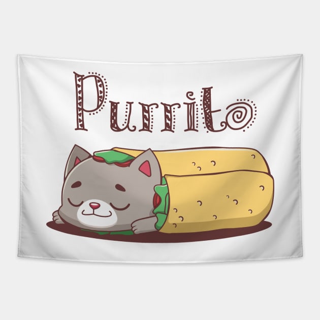 Purrito pun design Tapestry by GazingNeko