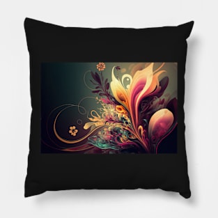 Abstract Floral Garden Botanical Print Pillow