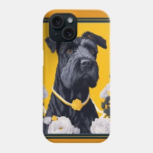 Dogs, giant schnauzer and flowers, dog, style vector (yellow version giant schnauzer) Phone Case