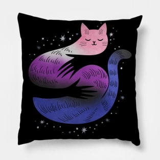 Genderfluid Cat Hug LGBT Pride Flag Pillow