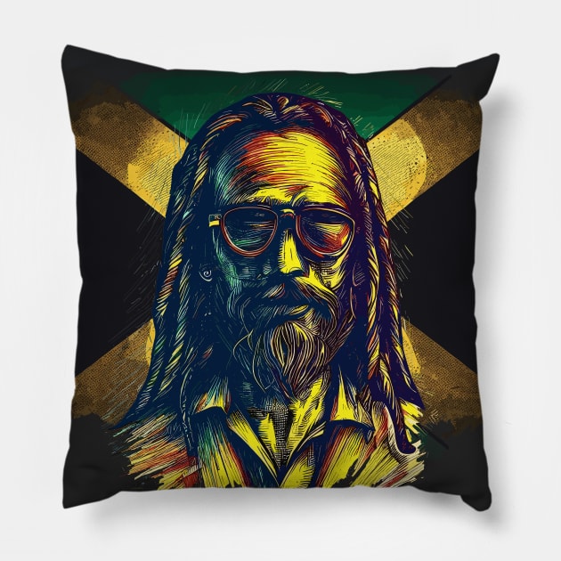 Rasta jamaica man Pillow by TomFrontierArt