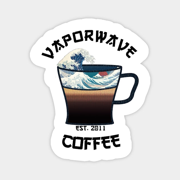 Vaporwave Aesthetic Great Wave Off Kanagawa Cafe Coffee Tea T-Shirt Magnet by mycko_design