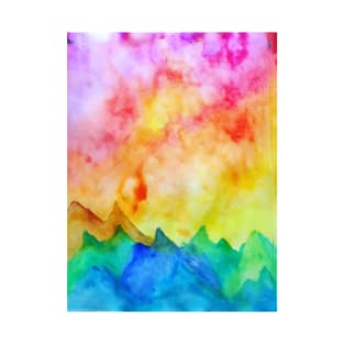 Colourful mountains watercolor illustration T-Shirt