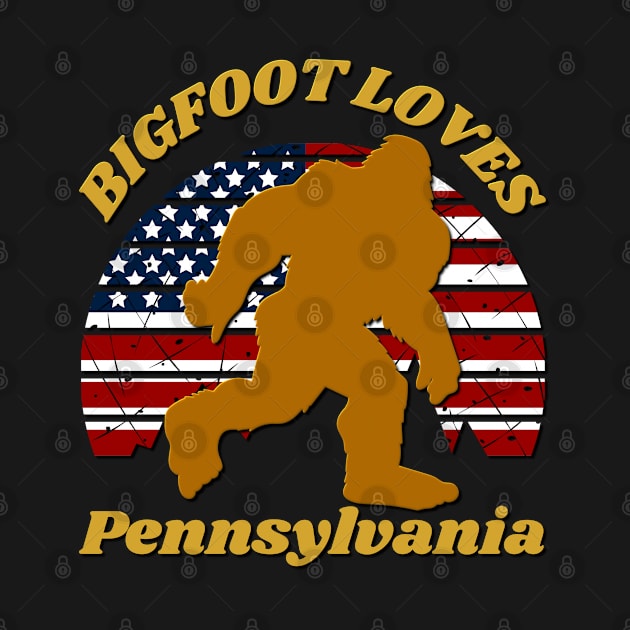 Bigfoot loves America and Pennsylvania too by Scovel Design Shop