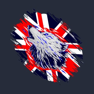 English wolf UK union jack Great Britain t-shirt T-Shirt