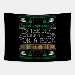 Books Reading Librarian Teacher Book Lovers Ugly Christmas Tapestry