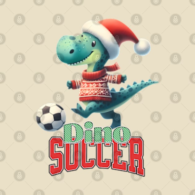 Dinosaur Christmas Soccer by BrisaArtPrints