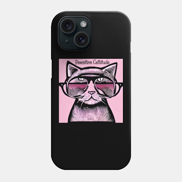 Pawsitive Cattitude! Phone Case by Black Cat Alley