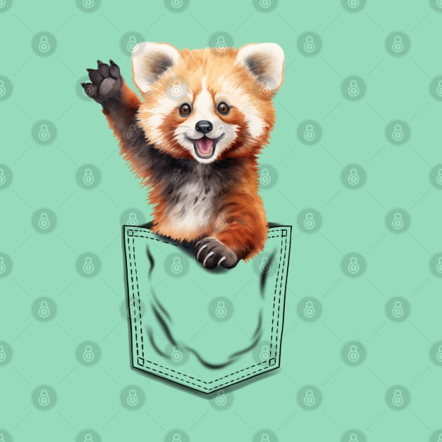 Red panda in a pocket by Violet77 Studio