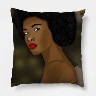 African woman digital art drawing Pillow