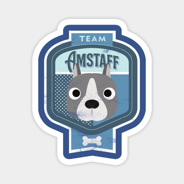 Team Amstaff - Distressed American Staffordshire Terrier Beer Label Design Magnet by DoggyStyles